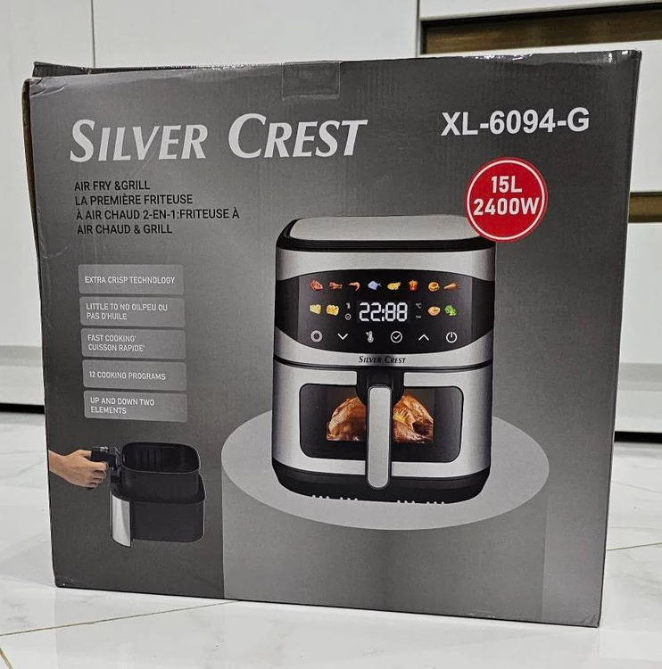 سرخ کن بدون روغن سیلورکرست مدل XL-6094-g وات 2400 دو المنت ظرفیت 15 لیتر بسکت جلو شیشه