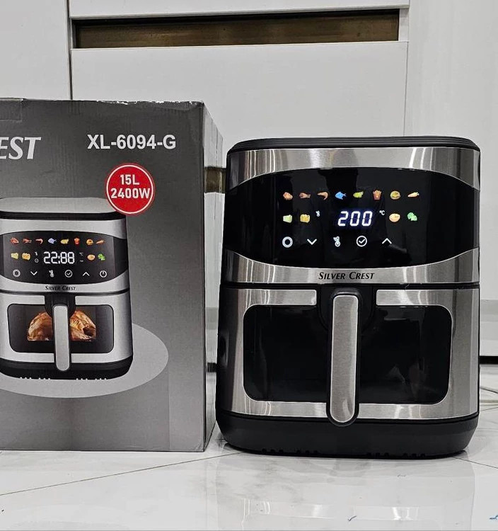 سرخ کن بدون روغن سیلورکرست مدل XL-6094-g وات 2400 دو المنت ظرفیت 15 لیتر بسکت جلو شیشه