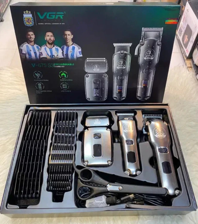 ست ماشین اصلاح حجم زن و خط زن و شیور وی جی ار VGR V-675 S3 با 18 ماه گارانتی