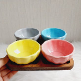 اردو خوری چهار خانه سرامیکی با استند چوبی