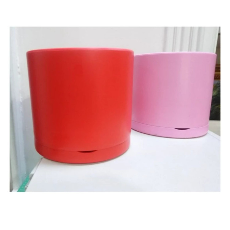 گلدان استوانه ای مهر و ماه کد804 و جنس پلاستیکی لبه های هواکش بهمراه زیر گلدانی