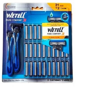 31 تیغ یدک 3لبه و 2 دسته تیغ WETELL