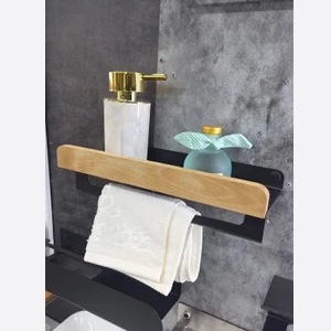 شلف فلزی جا حوله ای طرح چوب و فلز