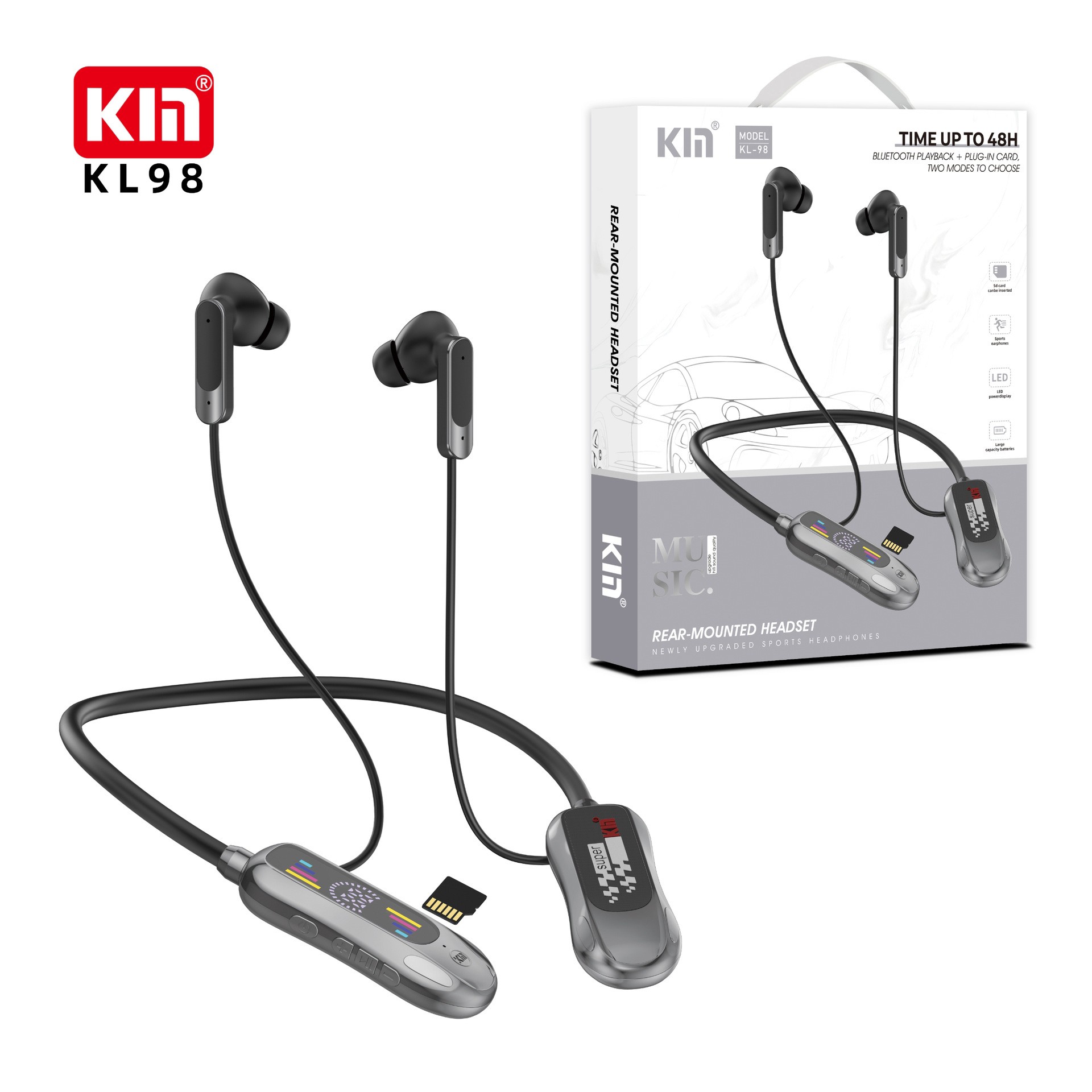 هندزفری بلوتوثی گردنی اورجینال kin مدل kl-98 رم خور کیفیت عالی