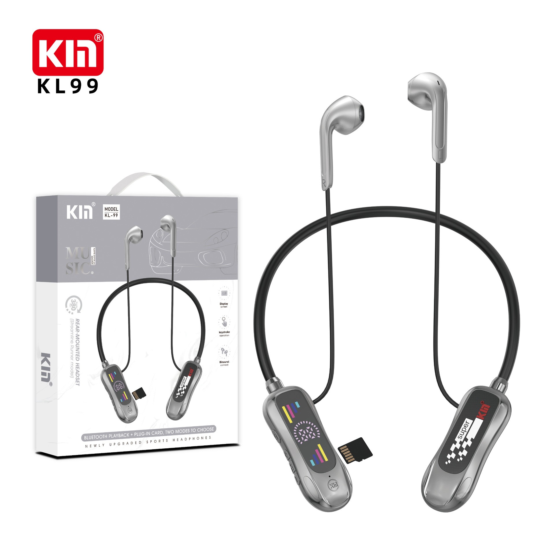 هندزفری بلوتوثی گردنی اورجینال kin مدل kl-99 رم خور کیفیت عالی