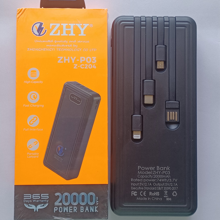 پاوربانک 20 هزار zhy مدل z-c204 کیفیت عالی