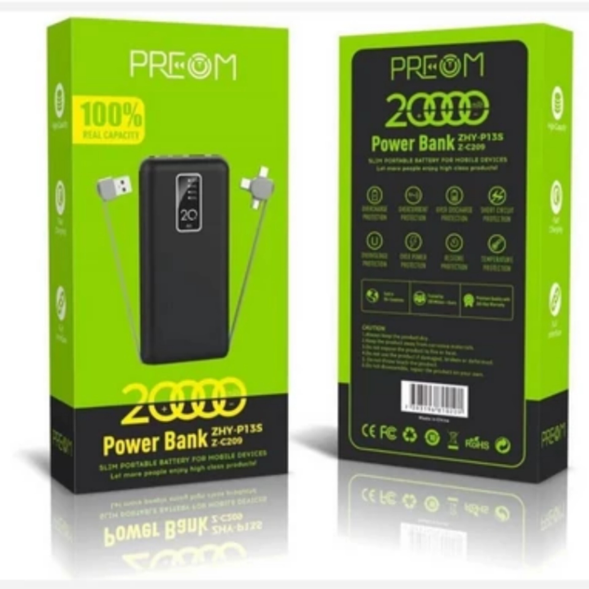 پاوربانک 20 هزار preom مدل z-c209 کیفیت عالی
