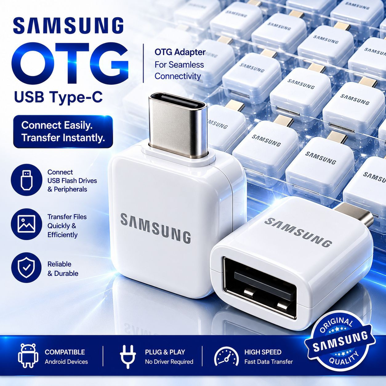 تبدیل otg تایپ سی سامسونگ usb3 کیفیت عالی ( سالم و تست شده )